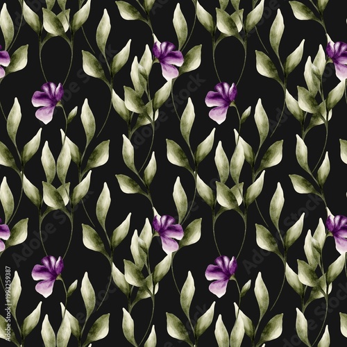 Watercolor floral pattern design for wrapping paper and textile use in a simple style