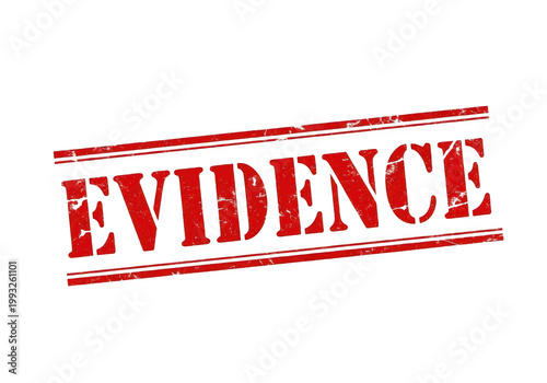 Red evidence stamp with bold text on a label isolated on transparent background
