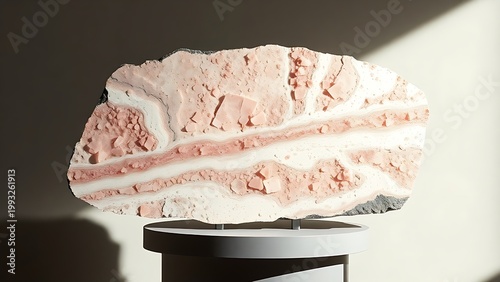 Polished slab of pegmatite rock showing intricate crystal patterns.