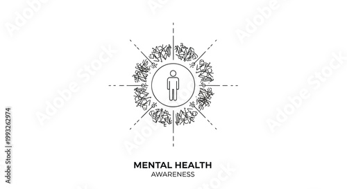 Mental health awareness symbol, vector illustration, mental wellness icon, psychology logo