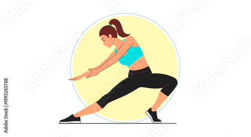 Fitness, woman stretching, exercise illustration, workout vector, yoga pose