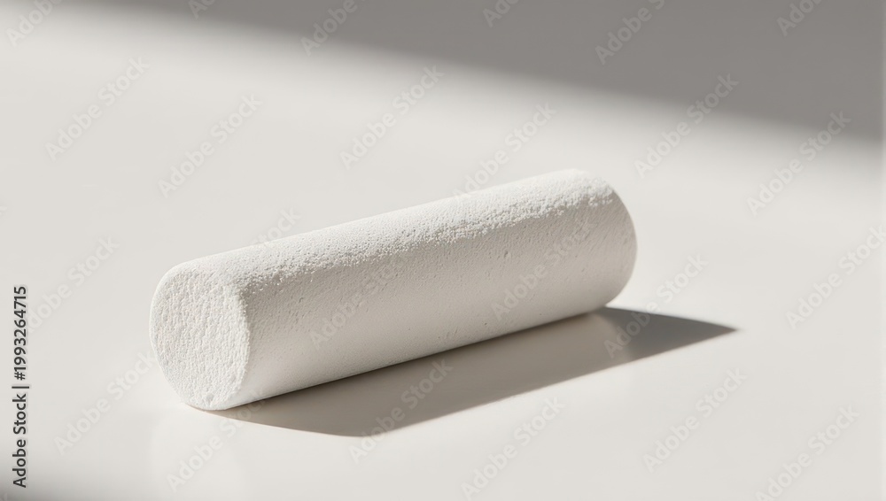 Fototapeta premium Minimalist White Chalk Stick on a White Surface with Shadow.