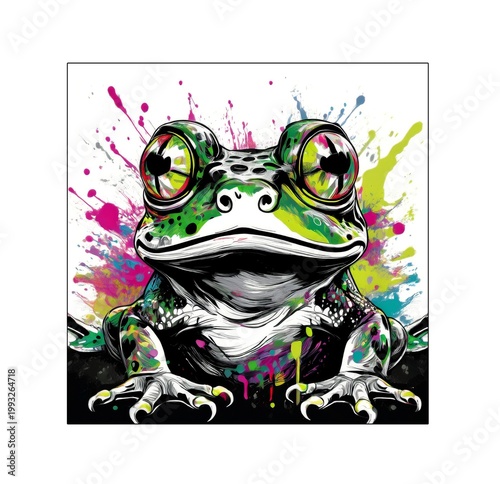 Pop-Art Abstrakt Farbenfroh mit Frosch	