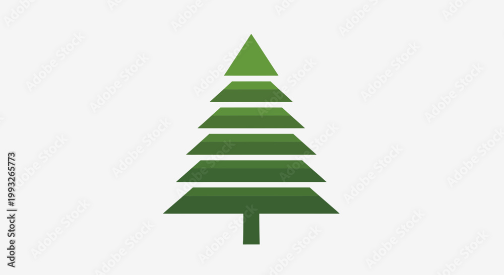 Obraz premium Green Christmas tree, eco friendly symbol, minimalist icon, vector graphic