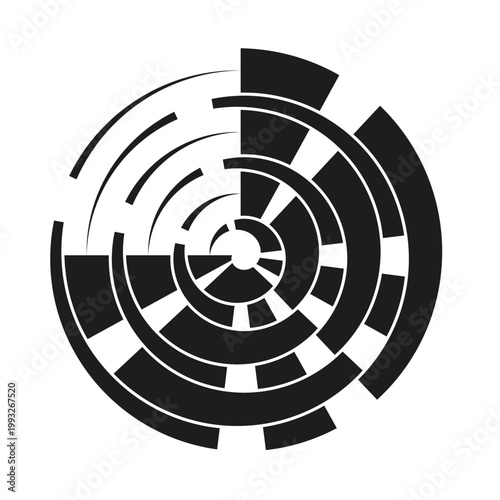HUD circle icon. Interface element Vector. Circular data symbol. Tech radar detail. Manual vector only. No autotrace used.