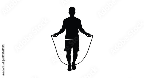 A man jumping rope in a dynamic pose presented as a striking silhouette