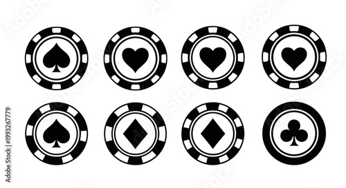 Black and white poker chips symbols.