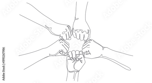 Many hands stacked together in teamwork.