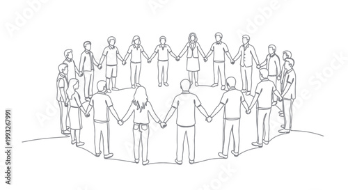 Diverse group of people holding hands.