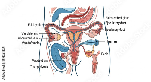 Diagram of the female reproductive system and urinary tract.