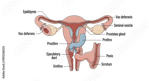 Diagram of the Human Reproductive System with Labels.