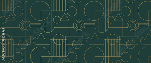 Bild auf Leinwand Teal and gold geometric seamless pattern vector