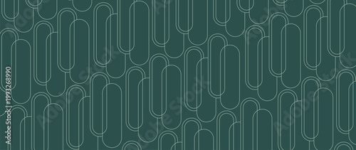 Teal geometric arch seamless pattern vector. Luxury abstract art deco background with rounded line ornament and vertical repeating design. Suitable for wallpaper, fabric, wrapping, packaging and digit