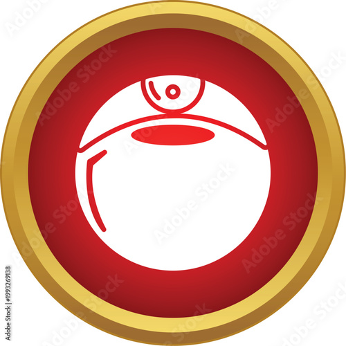 Robotic vacuum cleaner icon in a red circle with gold border