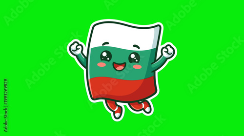 Cheerful Bulgarian Flag Cartoon Character with Happy Expression.