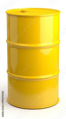 Yellow Industrial Metal Barrel for Storage and Transportation of Liquids and Chemicals