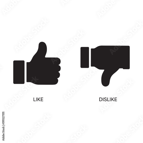 Like and dislike hand icons thumbs up down feedback rating symbol.