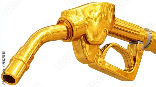 Golden Fuel Nozzle Designed for Refueling Gasoline Vehicles, Symbolizing Energy and Industry Innovation