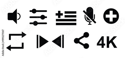 Music vector collection, music-related line icons. Musical instrument symbols, containing musical notes, speakers and sounds.