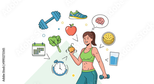 Healthy lifestyle icons, fitness and nutrition symbols, wellness vector set, workout and diet elements
