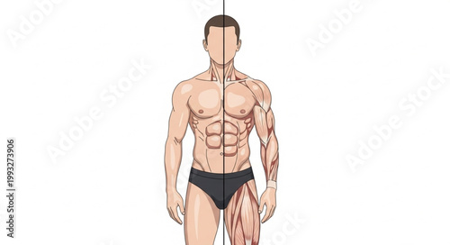 Tattooed Muscular Man Body Illustration.
