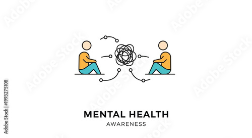 Mental health awareness concept, psychology support illustration, therapy and counseling vector icon