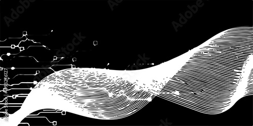 Two birds in flight create a black abstract splash of liquid motion against a clean white isolated background as a fresh blue wave of clear water drops in slow motion