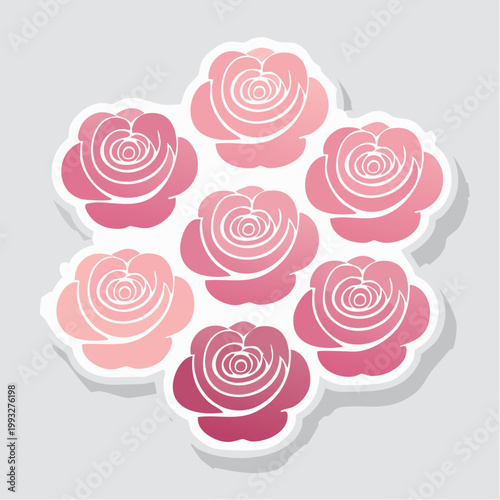 Illustration of pink roses in a bouquet arrangement