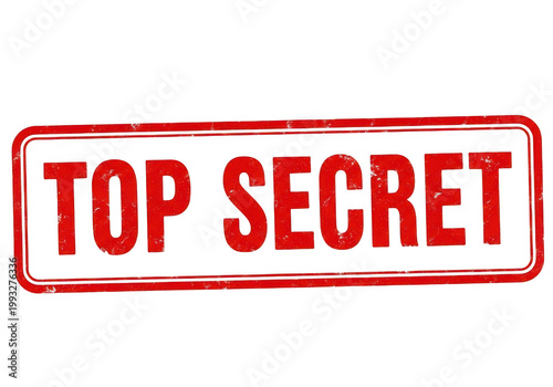 Top secret stamp with bold red lettering isolated on transparent background