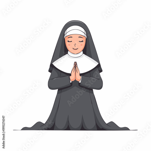 Nun praying with hands clasped