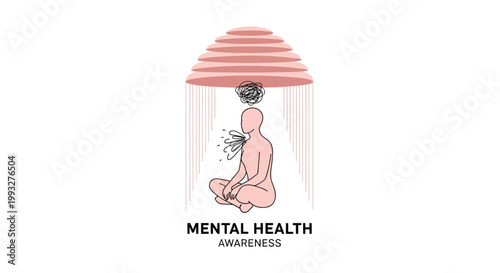 Mental health awareness, psychology concept, mindfulness vector, mental wellness illustration