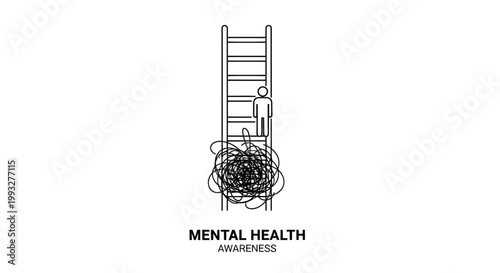 Mental health awareness, psychology symbol, anxiety disorder, vector illustration