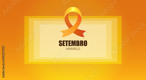 Setembro amarelo banner. Yellow ribbon and text. Brazilian holiday against suicides. Awareness of importance of mental health and psychological support. Flat vector illustration