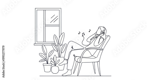 Woman sitting in chair relaxing indoors.