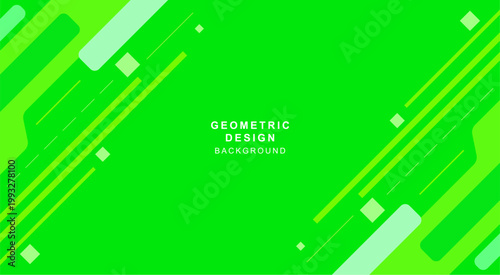 斜めの線・正方形などで組み合わせた緑色の幾何学的な背景素材