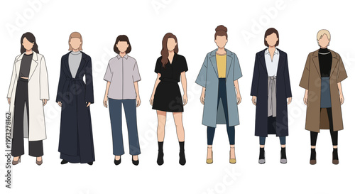 Diverse group of fashionably dressed people.