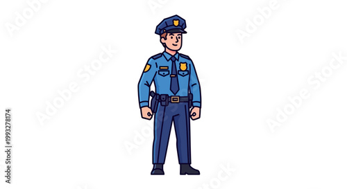 Police Officer Wearing Blue Uniform.