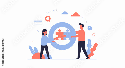 Teamwork puzzle solution, people connecting pieces for business success, strategy concept