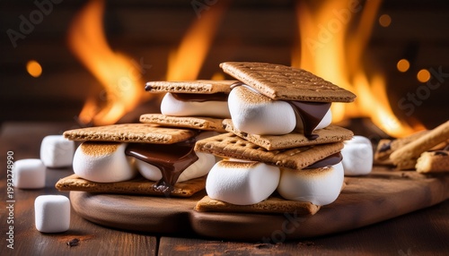 all i want is smores with campfire and marshmallows graham crackers chocolate