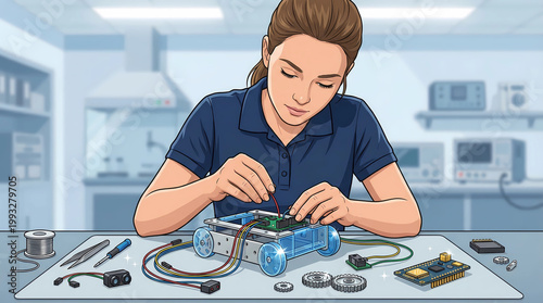 Female engineer working on new technologies