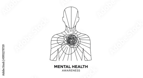 Mental Health Awareness, Psychiatry, Psychology, Brain Health, Wellness Vector Icon