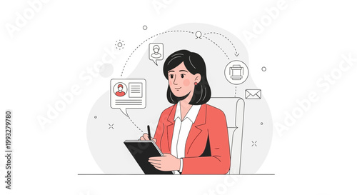 Businesswoman Writing Notes, Candidate Profile, HR Recruitment Process, Job Interview