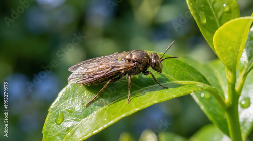 A detailed closeup of an insect sitting on a gloss