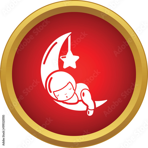 Baby sleeping peacefully on a crescent moon with a dreaming star