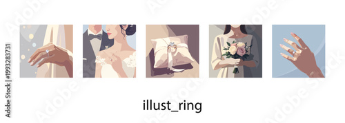 ウェディングとエンゲージリング_イラスト素材