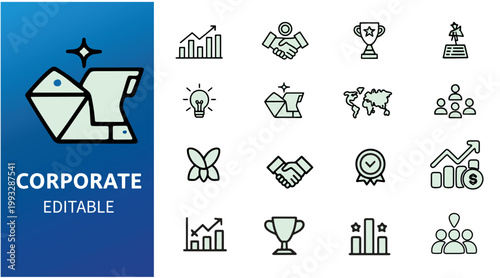 Corporate infographic icon set for business presentations and global growth