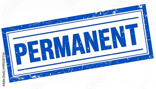 Blue “PERMANENT” Stamp Graphic – Lasting & Irreversible Status Symbol