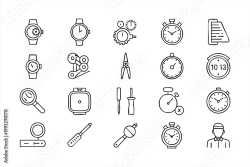 Clock Icons, Time Measurement, Stopwatch, Timer, Engineering Tools