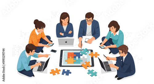 Teamwork Collaboration Meeting Puzzle Strategy Business People Working Together