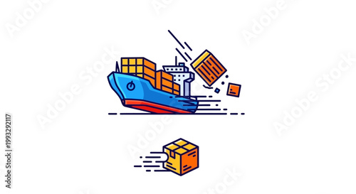 Container falling from cargo ship.